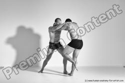 Underwear Martial art Man - Man White Moving poses Athletic Short Brown Dynamic poses Academic